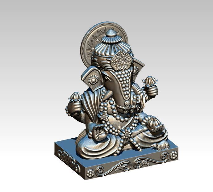 ganesha in silver ganpati ganesh lord shiva dagduseth murti god idol sculpture deity religion statue hinduism laxmi goddess art sculptures 3D print model - Mito3D