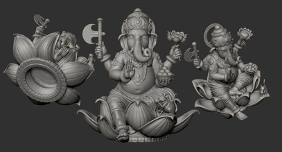 ganesha seduta posa arte carattere divinità elefante figura figurina figurine dea induismo maschi culture statua statuetta sculture 3d print model - Mito3D