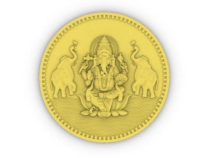 Ganesha Münze Design Schmuck Ganesh laxmi parwati Saraswati Sarasvati stirbt Linderung bas Artcam jdpaint Silber Geld Gold Kunst Münzen Abzeichen 3d print model - Mito3D
