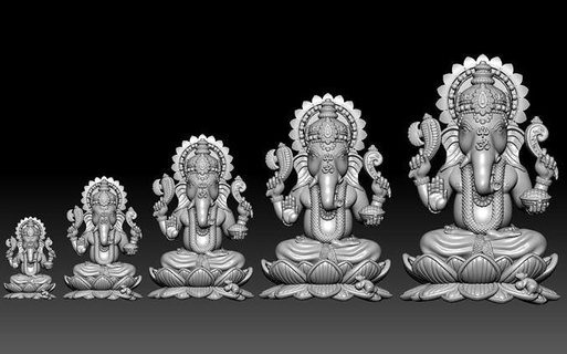 Ganesha idol 3d yazdırılabilir model Yazdır Ganpati kolye laddu lotus fil Tanrı Hintli Shree ji heykel Sanat dindar nesne hinduidol zbrush minyatürler 3dprinting figürinler takı 3d print model - Mito3D