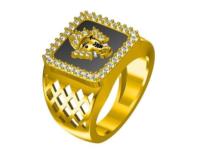 Ganesha hombre anillo joyería joya anillos oro imprimible diamante plata Boda compromiso brillante platino libra esterlina Moda 3D print model - Mito3D