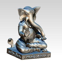 ganesha argento statua of signore dio dev ganpati murti nagra religione divinità idolo scultura ganesh ekdant arte sculture 3d print model - Mito3D