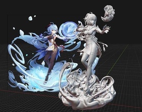 ganyu genk etki heykel 3d baskı genshinimpact sanat heykeller blender önceden desteklenen ish lychee anime 3d print model - Mito3D