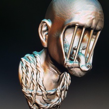 klaffende Tod Kunst horror Dekoration Wand Tür hängen hanger mount Gesicht Vogel Käfig tot traurig Metall brutal Skulpturen 3d print model - Mito3D