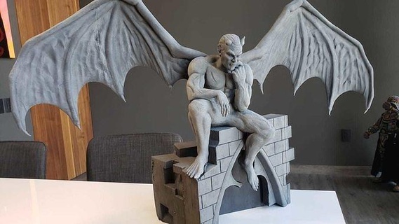 gargoyle statue demon wings sculpture monster art beast church fantasy creature sculptures 3d print model - Mito3D