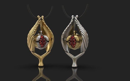 granato pendente collane oro stampabile gioielleria ciondoli 3d print model - Mito3D