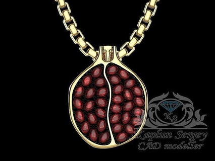 garnet pendant gold silver pomegranade jewelry pendants 3d print model - Mito3D