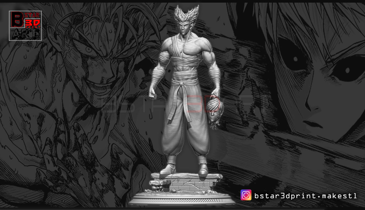 garou - one punch man fan art realistic version garo saitama genos onepunch anatomy muscle dragon ball dragonball goku vegeta anime manga otaku scuplture statue strength sculptures 3D print model - Mito3D