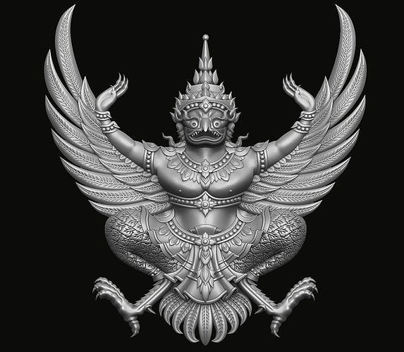 Garuda bas relief Rahatlama 3dprint cnc süs oymacılık sembol heykel dekorasyon oyulmuş element dans sembolize eder Sanat işaretler logolar Tayland heykeller 3D print model - Mito3D
