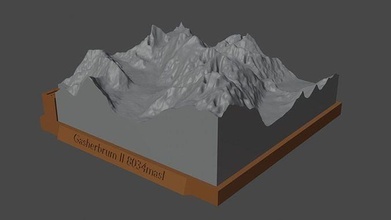 Gasherbrum ii Berg Landschaft Vulkan Terrain Umgebung Natur Photogrammetrie Elevation Wissenschaft 3d print model - Mito3D