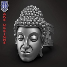 Gautam Buda v1 yüzük takı mücevher bisikletçi moda biniciler punk Antik Ortaçağa ait Kelt dini Tanrı Budizm keşiş Budist ibadet tapınak şakak mabet efsanevi insan 3d print model - Mito3D