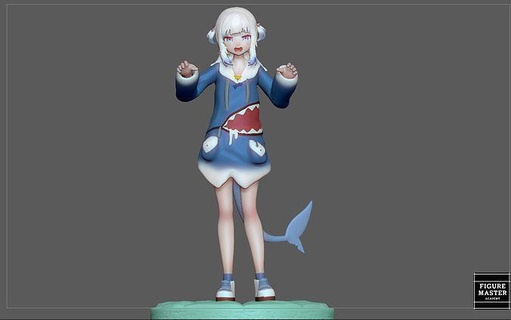 gawr gura normal version statue cute girl anime character art sculptures 3d print model - Mito3D
