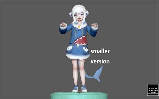 gawr gura small version statue cute girl anime character female art sculptures 3d print model - Mito3D