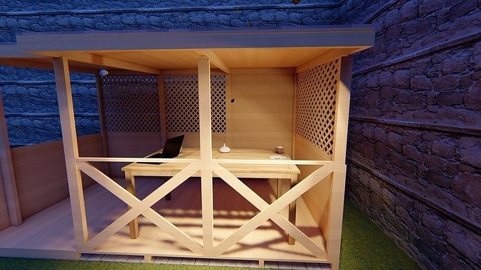 gazebo pergola wood house wooden 3D print model - Mito3D