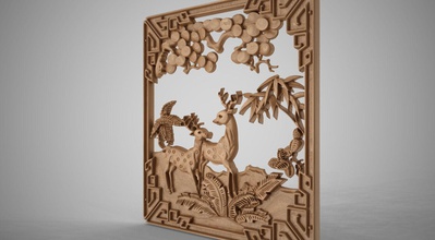 gazelle ornament Haus Antilopen Natur Tier safari säugetier Afrika wild Hörner trophy fauna Pflanzenfresser natürlich die Erleichterung Dekor Wand Holz 3d print model - Mito3D