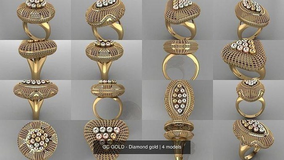 gc oro diamante joya joyería Moda diseño plata anillo lujo elegante brillante colgante pendiente Boda mujer anillos collar 3d print model - Mito3D