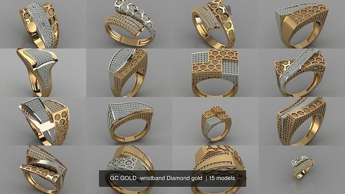gc gold -diamond gem jewelry fashion design silver ring luxury elegant shining diamond pendant wedding women rings necklace 3D print model - Mito3D