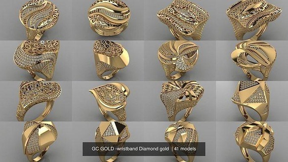 gc gold -diamond gem jewelry fashion design silver ring luxury elegant shining diamond pendant wedding women rings 3d print model - Mito3D