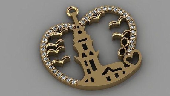 gc Gold h0106 Turm Diamant Halskette Schmuck Mode Design Silber Luxus elegant leuchtenden Kunst Anhänger Halsketten Edelsteine Weiß druckbar brillant Frauen 3d print model - Mito3D