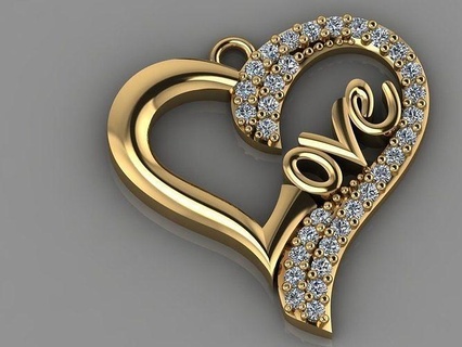 gc oro h0112 cuore diamante collana gioielleria moda design argento lusso elegante splendente arte pendente collane gemme bianca stampabile brillante donne 3d print model - Mito3D