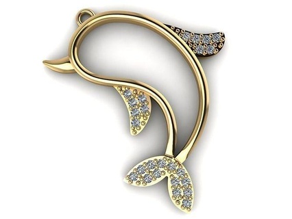 gc gold h031- dolphin diamond necklace jewelry fashion design silver luxury elegant shining art pendant necklaces gems white printable birlliant women 3d print model - Mito3D