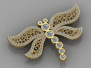 gc or h047 libellule diamant collier bijoux mode conception argent luxe élégant brillant art pendentif colliers gemmes blanc imprimable femmes 3d print model - Mito3D