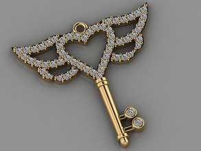 gc ouro h054 chave diamante colar joalheria moda Projeto prata luxo elegante brilhando arte pingente colares joias branco imprimível brilhante mulheres 3d print model - Mito3D