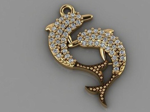 gc ouro h140 golfinho diamante colar joalheria moda Projeto prata luxo elegante brilhando arte pingente colares joias branco imprimível brilhante mulheres 3d print model - Mito3D