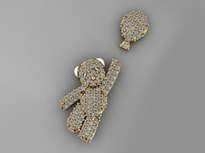 gc gold h243-bear diamond necklace jewelry fashion design silver luxury elegant shining art pendant necklaces gems white printable brilliant women 3d print model - Mito3D