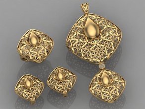 gc or m0017 petit ensemble bijoux mode conception argent bague luxe élégant brillant diamant art collier gemme bracelet boucle d'oreille pendentif saphir sterling 3d print model - Mito3D