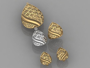 gc oro m0019 - pequeño conjunto la joyería de moda diseño plata anillo lujo elegante brillante el diamante art collar gem pulsera arete colgante zafiro otros sterling 3d print model - Mito3D
