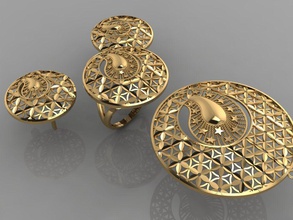 gc or m0021 petit ensemble bijoux mode conception argent bague luxe élégant brillant diamant art collier gemme bracelet boucle d'oreille pendentif saphir sterling 3d print model - Mito3D