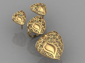 gc or m0022 petit ensemble bijoux mode conception argent bague luxe élégant brillant diamant art collier gemme bracelet boucle d'oreille pendentif saphir sterling 3d print model - Mito3D