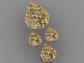 gc ouro m0029 - pequeno conjunto jóias a moda o design de prata anel luxo elegante brilhando diamante arte colar gem pulseira brinco pingente safira outros sterling 3d print model - Mito3D