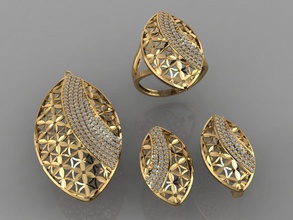 gc ouro m0039 - diamond conjunto jóias a moda o design de prata anel luxo elegante brilhando diamante arte colar gem pulseira brinco pingente safira outros sterling 3d print model - Mito3D