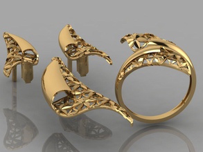 gc ouro m0041 - pequeno conjunto jóias a moda o design de prata anel luxo elegante brilhando diamante arte colar gem pulseira brinco pingente safira outros sterling 3d print model - Mito3D