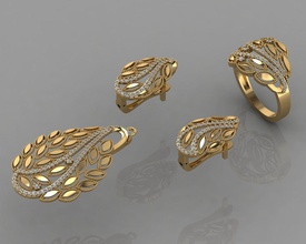 gc or m0044 - ensemble de diamants bijoux la mode conception d'argent l'anneau luxe élégant shining le diamant art collier gem bracelet boucle d'oreille pendentif saphir d'autres livre sterling les anneaux 3d print model - Mito3D