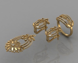 gc oro m0047 - diamante conjunto la joyería de moda diseño plata anillo lujo elegante brillante el art collar gem pulsera arete colgante zafiro otros sterling 3d print model - Mito3D