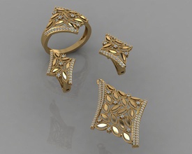 gc oro m0048 - diamante conjunto la joyería de moda diseño plata anillo lujo elegante brillante el art collar gem pulsera arete colgante zafiro otros sterling 3d print model - Mito3D
