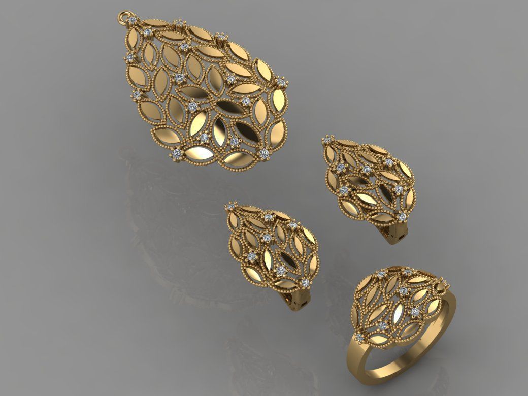 gc oro m0049 diamante impostato gioielleria moda design argento squillare lusso elegante splendente arte collana gemma braccialetto orecchino pendente zaffiro sterlina anelli 3D print model - Mito3D