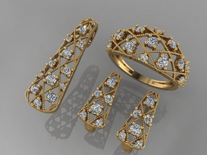 gc gold-m004 - set Diamant 3d-Modell 3d-Druck Modell Schmuck Mode gold design Silber ring Luxus elegant scheint diamond Kunst Halskette gem Armband Ohrring Anhänger Saphir andere 3d print model - Mito3D