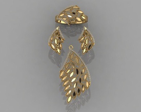 gc oro m0053 - diamante conjunto la joyería de moda diseño plata anillo lujo elegante brillante el art collar gem pulsera arete colgante zafiro otros sterling los anillos 3d print model - Mito3D