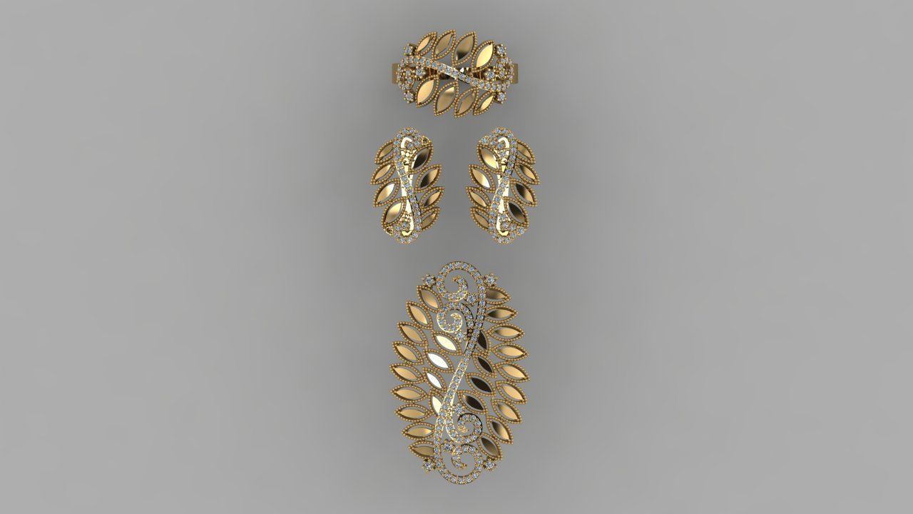 gc oro m0057 - diamante conjunto la joyería de moda diseño plata anillo lujo elegante brillante el art collar gem pulsera arete colgante zafiro otros sterling los anillos 3D print model - Mito3D