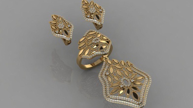 gc oro m0059 - diamante conjunto la joyería de moda diseño plata anillo lujo elegante brillante el art collar gem pulsera arete colgante zafiro otros sterling los anillos 3d print model - Mito3D