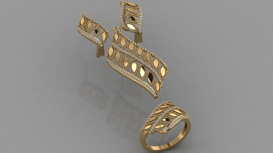 gc ouro m0060 - diamond conjunto jóias a moda o design de prata anel luxo elegante brilhando diamante arte colar gem pulseira brinco pingente safira outros sterling anéis 3d print model - Mito3D