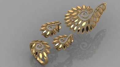 gc oro m0061 diamante conjunto joyería joya moda diseño plata anillo lujo elegante brillante arte collar pulsera arete colgante pendiente zafiro libra esterlina anillos 3d print model - Mito3D