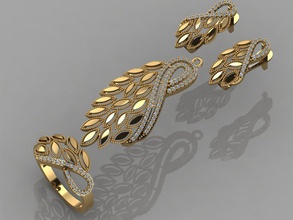 gc or m0063 - ensemble de diamants bijoux la mode conception d'argent l'anneau luxe élégant shining le diamant art collier gem bracelet boucle d'oreille pendentif saphir d'autres livre sterling les anneaux 3d print model - Mito3D