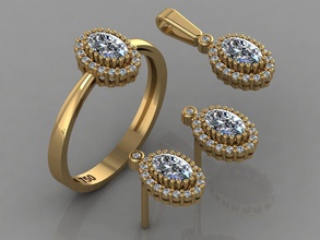 gc gold m0066 - Diamant-gold-set Schmuck Mode design Silber ring Luxus elegant scheint diamond Kunst Halskette gem Armband Ohrring Anhänger Saphir andere sterling Ringe 3d print model - Mito3D