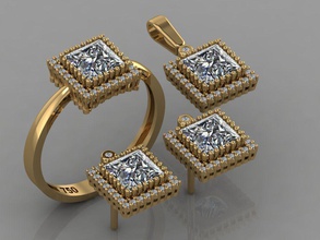 gc or m0067 - diamant en serti bijoux de la mode conception d'argent l'anneau luxe élégant shining le art collier gem bracelet boucle d'oreille pendentif saphir d'autres livre sterling les anneaux 3d print model - Mito3D