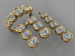 gc oro m0069 diamante conjunto joyería joya moda diseño plata anillo lujo elegante brillante arte collar pulsera arete colgante pendiente zafiro libra esterlina anillos 3d print model - Mito3D